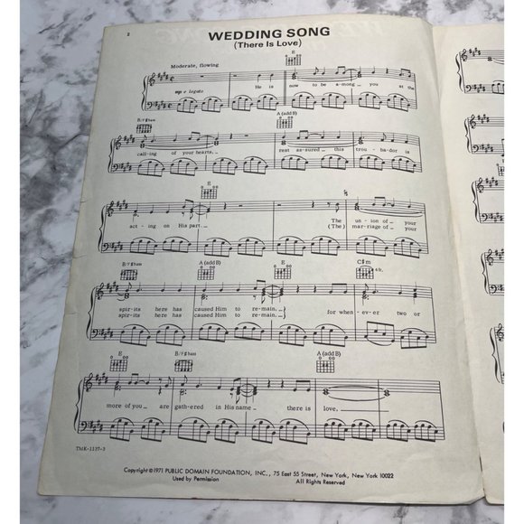 Wedding Song (There Is Love) 1971 Vintage Sheet Music - Picture 2 of 4